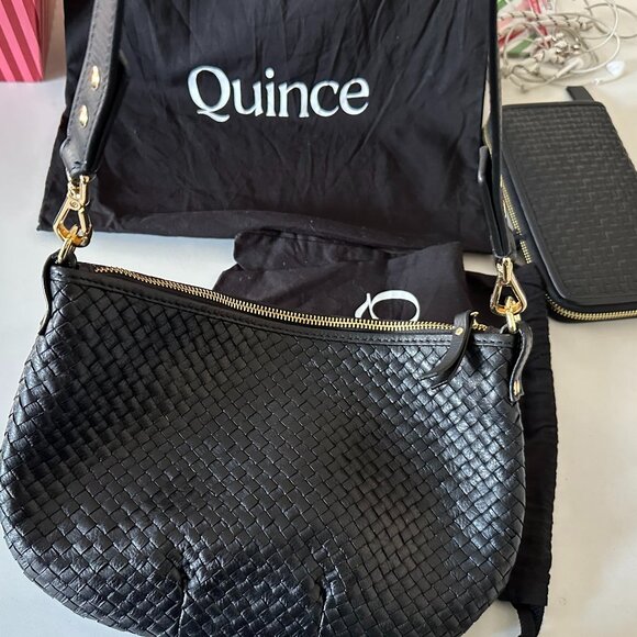 Quince Brand New Italian Leather Woven "mini" Convertible Crossbody Clutch - Picture 6 of 7